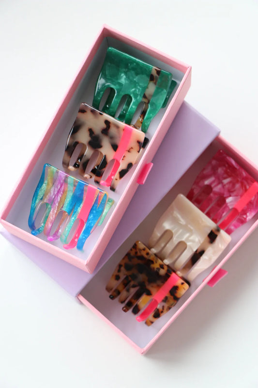 von Rike - Haarklemmen Geschenkebox 3 er Set in Grün / Bunt & Leo