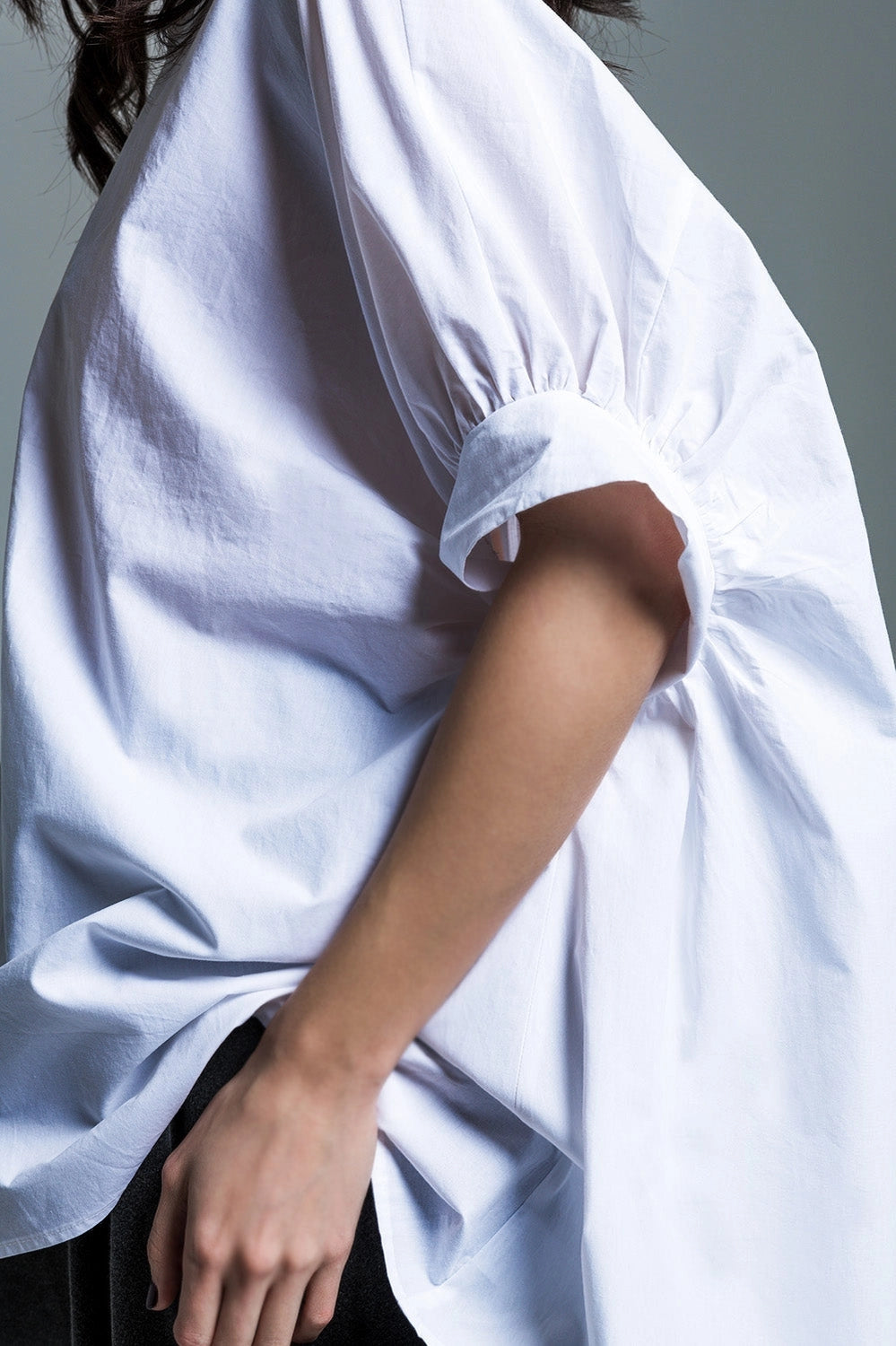 Stadtkinder - Oversize Bluse in weiss mit kurzen Ärmeln