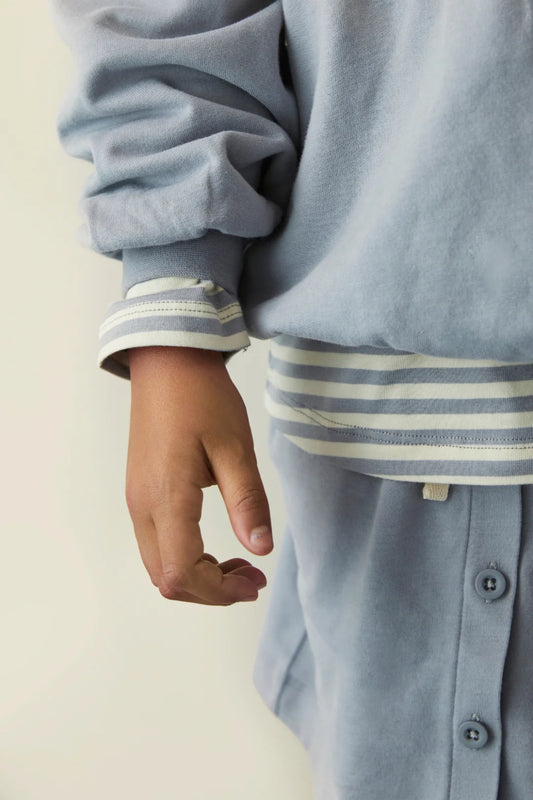 Gray Label - Langarm Shirt aus 100 % Biobaumewolle in Stone Grey gestreift