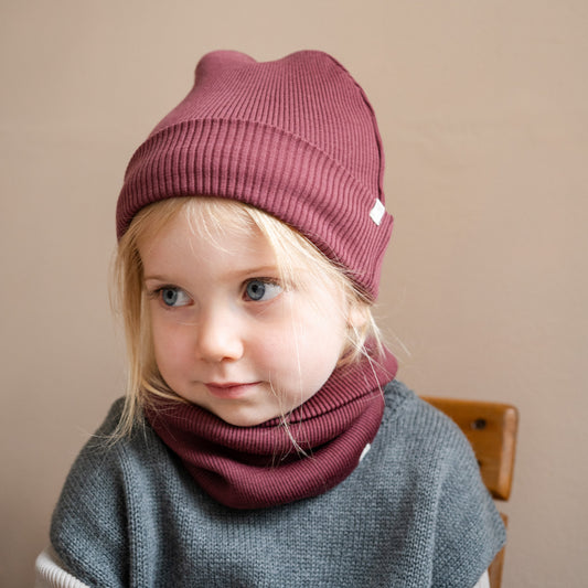 Minimalisma - Andersen Kinder Mütze mitwachsend in Bordeaux aus 100 % Merinowolle (Kopie) (Kopie)