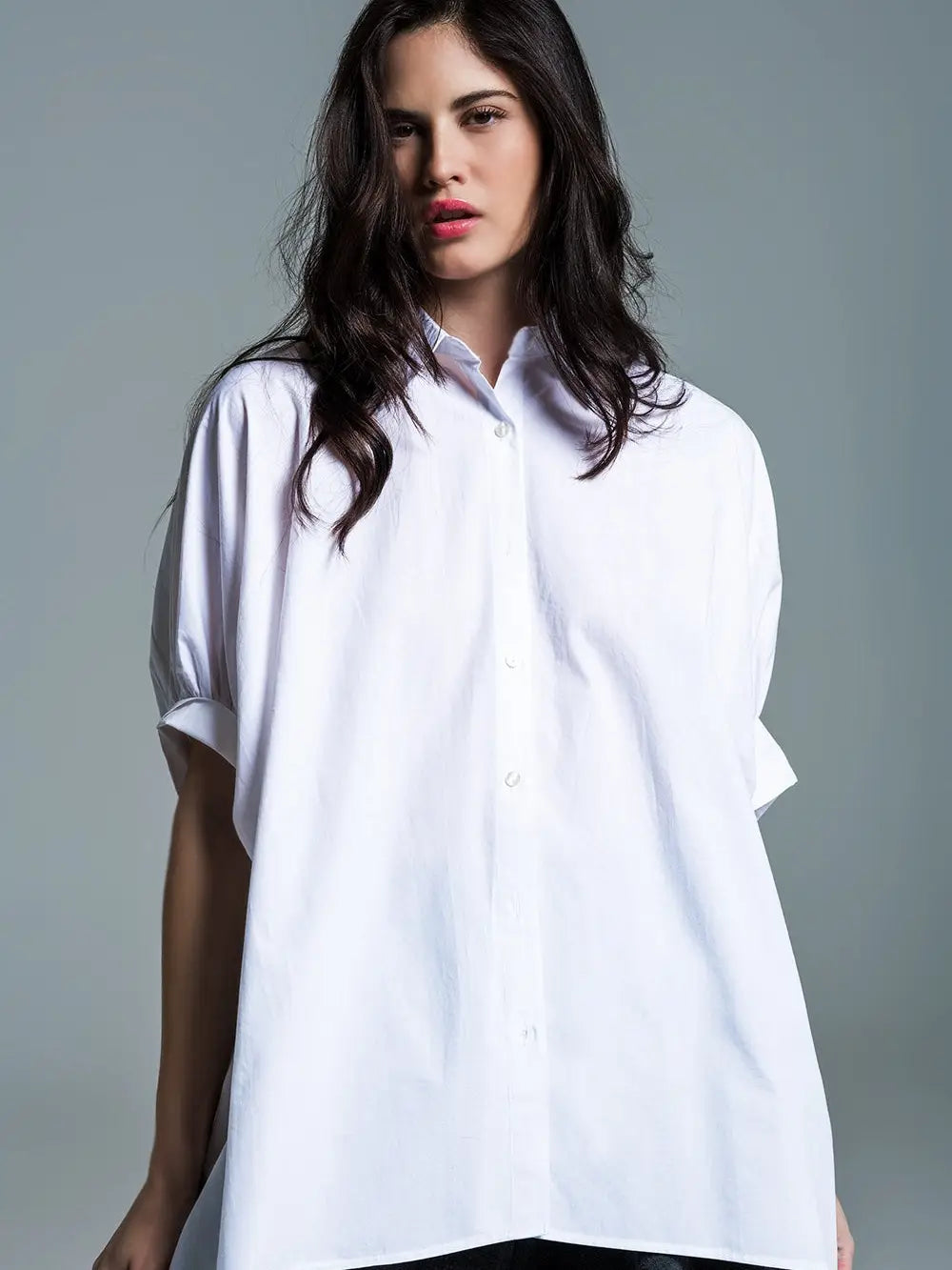 Stadtkinder - Oversize Bluse in weiss mit kurzen Ärmeln