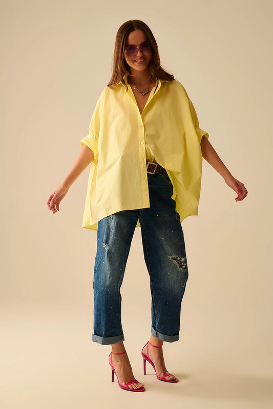 Stadtkinder - Oversize Bluse in Buttermilk mit kurzen Ärmeln
