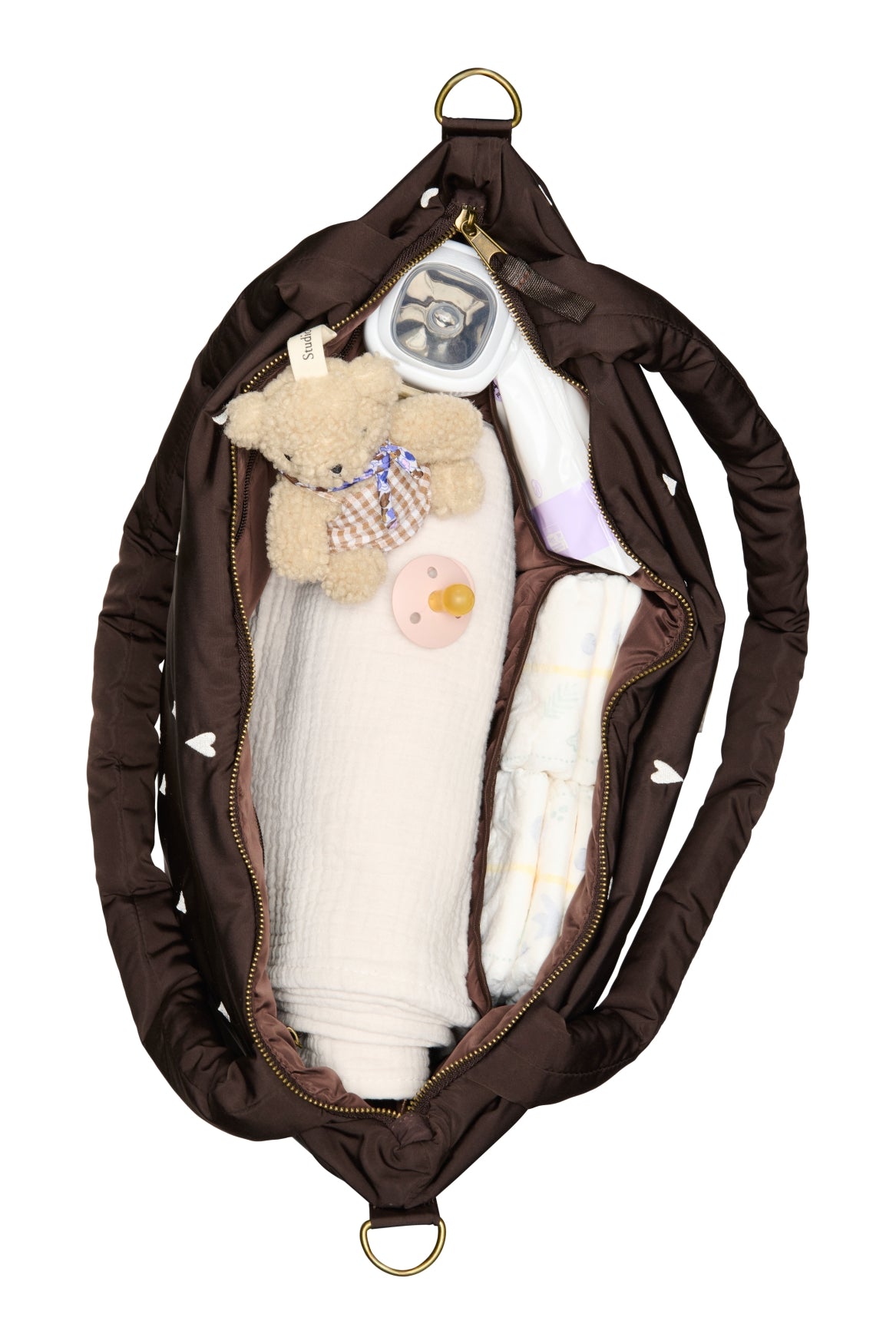 Studio Noos - Brown Puffy Mum Bag mit Herzen