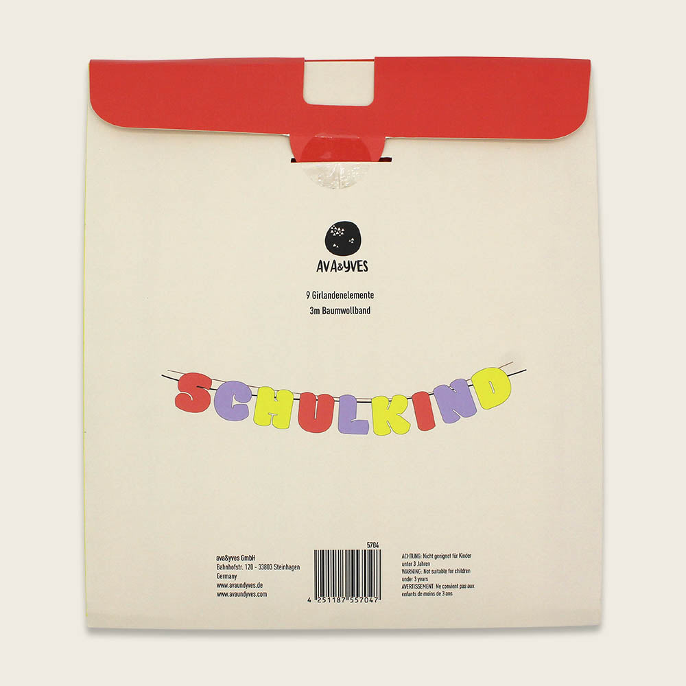 Ava & Yves - Schulkindgirlande Rainbow Koralle/ Neongelb & Flieder