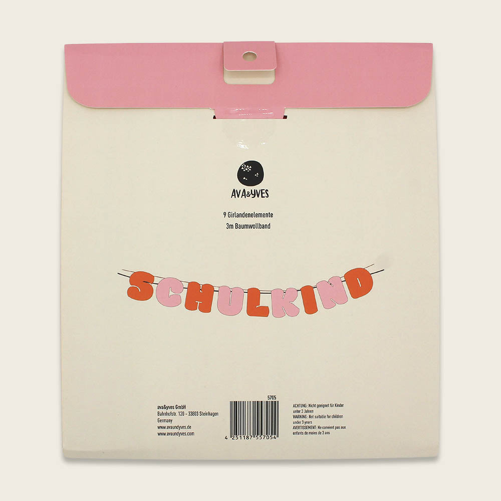 Ava & Yves - Schulkindgirlande rosa / koralle