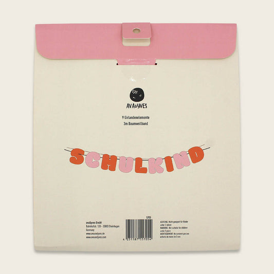 Ava & Yves - Schulkindgirlande rosa / koralle