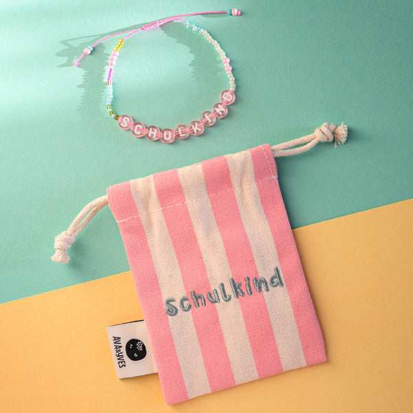 Ava & Yves - Schulkind Armband in Rosa mit Beutel