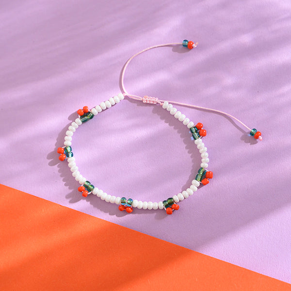 Ava & Yves - Mama Armband mit Kirschen und Beutel in Grau weiss gestreift (Kopie)