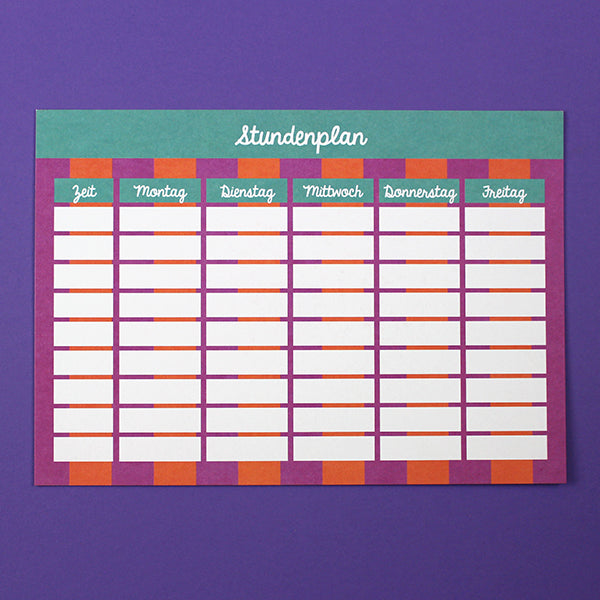 Ava & Yves Stundenplan in Fuchsia / Rot & Petrol