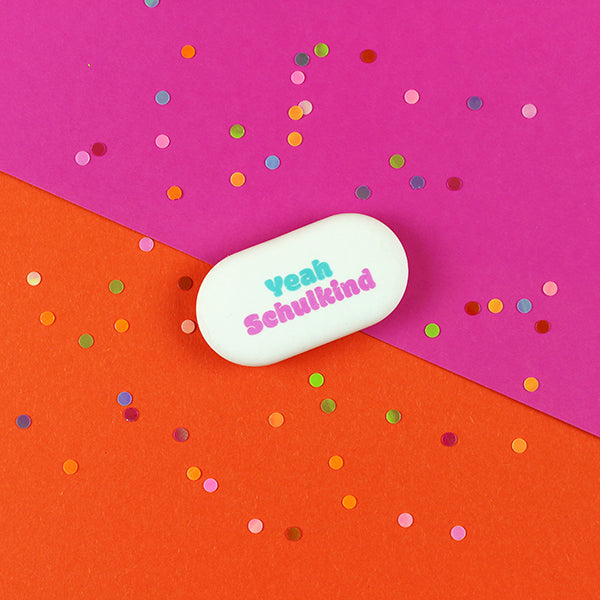 Ava & Yves - Yeah Schulkind Radiergummi in Pink / blau Oval