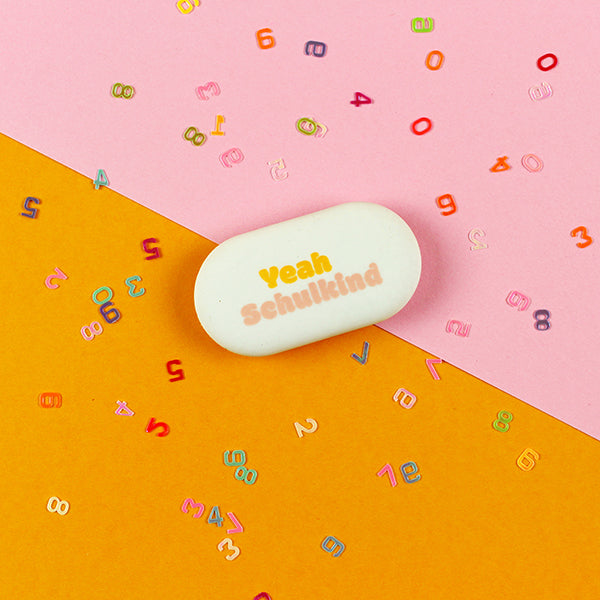 Ava & Yves - Yeah Schulkind Radiergummi in Rosa / Orange in Oval