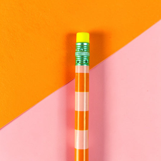 Ava&Yves - Bunter Bleistift Stripe rosa orange inkl. Radiergummi