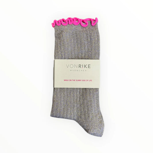 von Rike - Glitzersocken Ringel in Grau Flieder (Kopie)