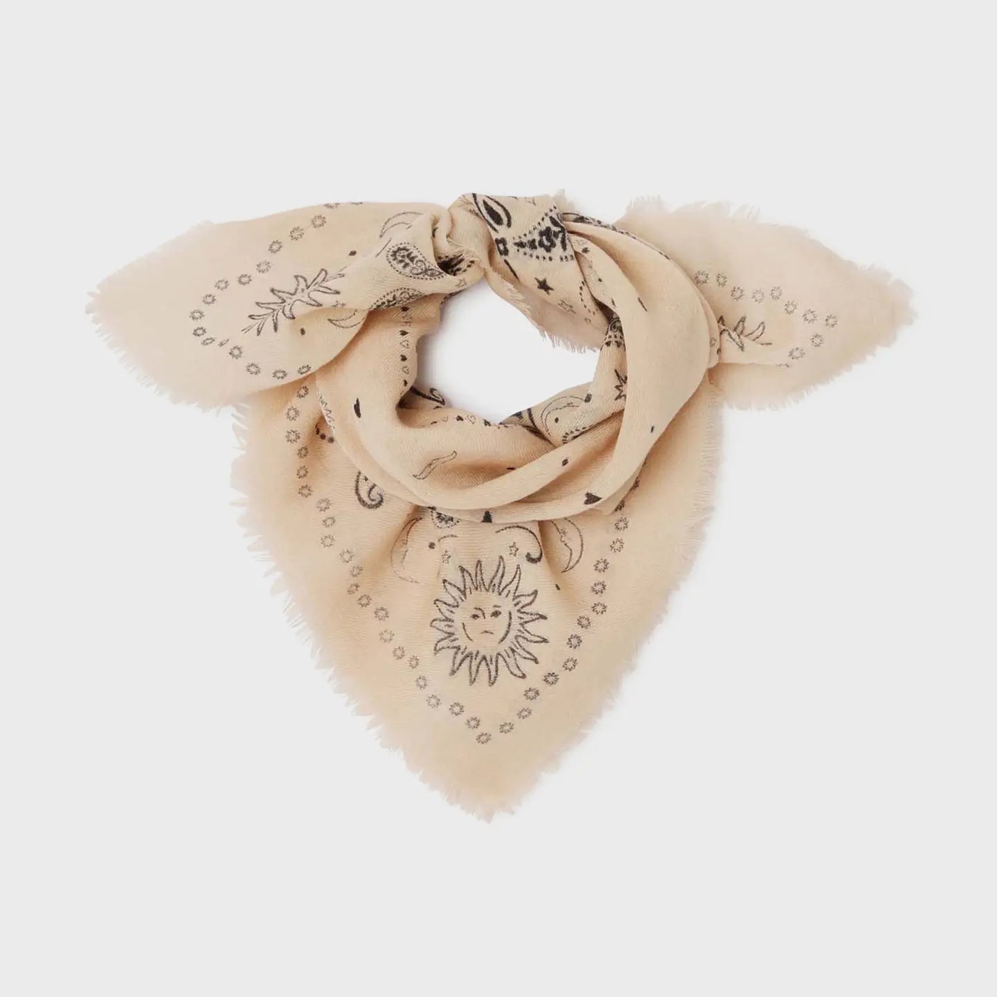 Stadtkinder - Bandana Tuch in Beige shwarz 70 x70 100 % Leinenwolle