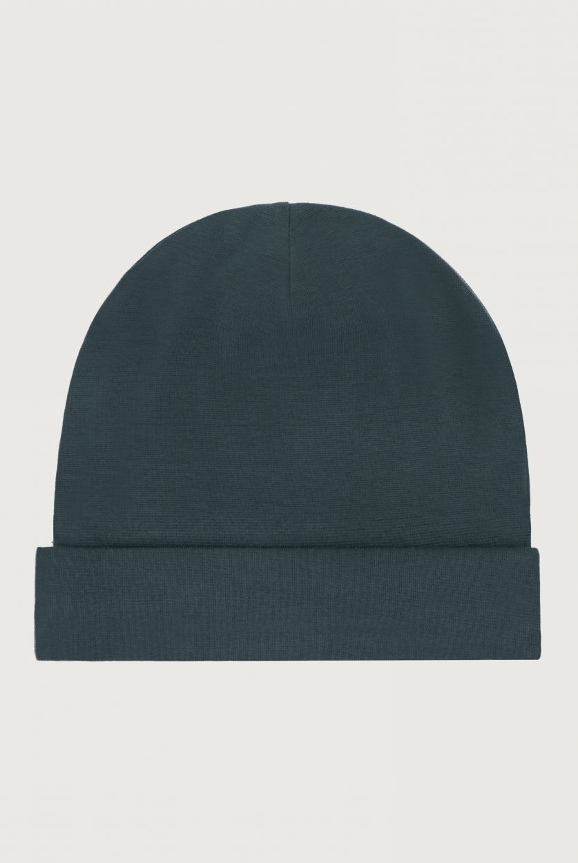 Gray Label - Bonnet Beanie aus 100 % Biobaumwolle in Blue Grey