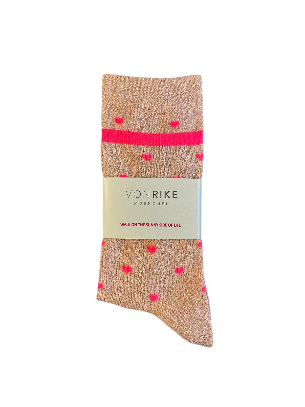 von Rike - Glitzersocken in Rosa mit Herz