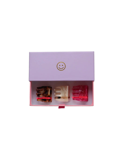 von Rike - Haarklemmen Geschenkebox 3 er Set in Pink /Leo & Perlmutt