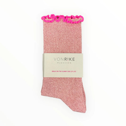 von Rike - Glitzersocken Ringel in Rosa