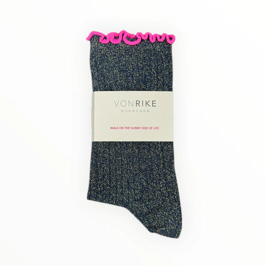 von Rike - Glitzersocken Ringel in Dunkelblau