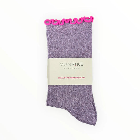 von Rike - Glitzersocken Ringel in Lila
