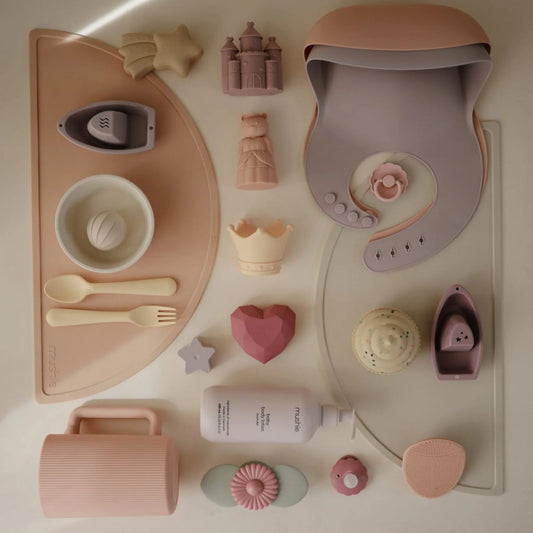 Mushie - Badespielset aus SILIKON Prinzessin rosa 4er Set