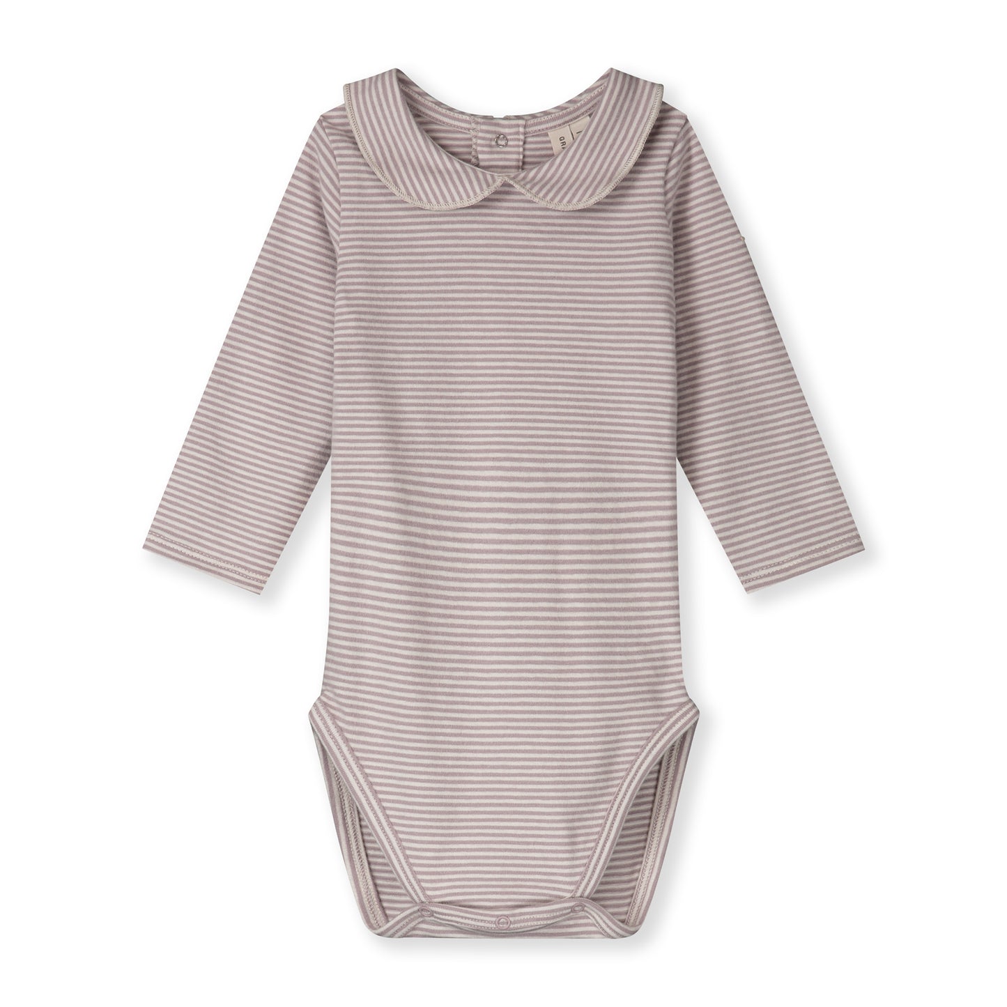 Gray Label - Collar Onesie Body Langarm mit Bubi Kragen in Berry Creme gestreift