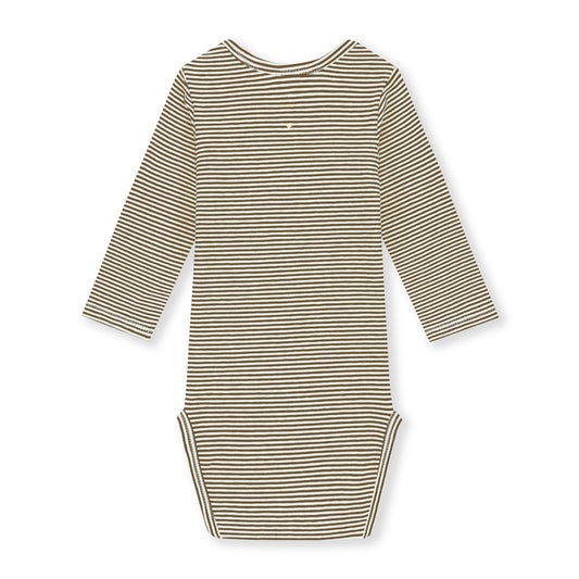 Gray Label - Collar Onesie Body Langarm in Wood Cream gestreift