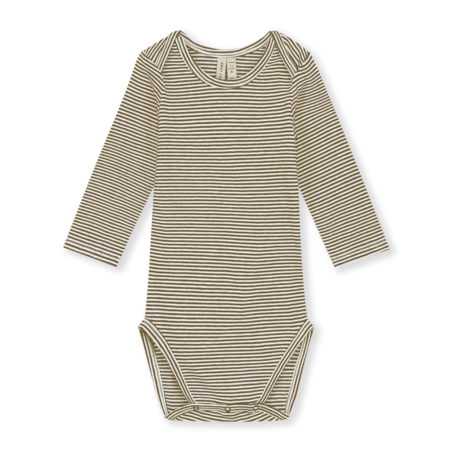 Gray Label - Collar Onesie Body Langarm in Wood Cream gestreift