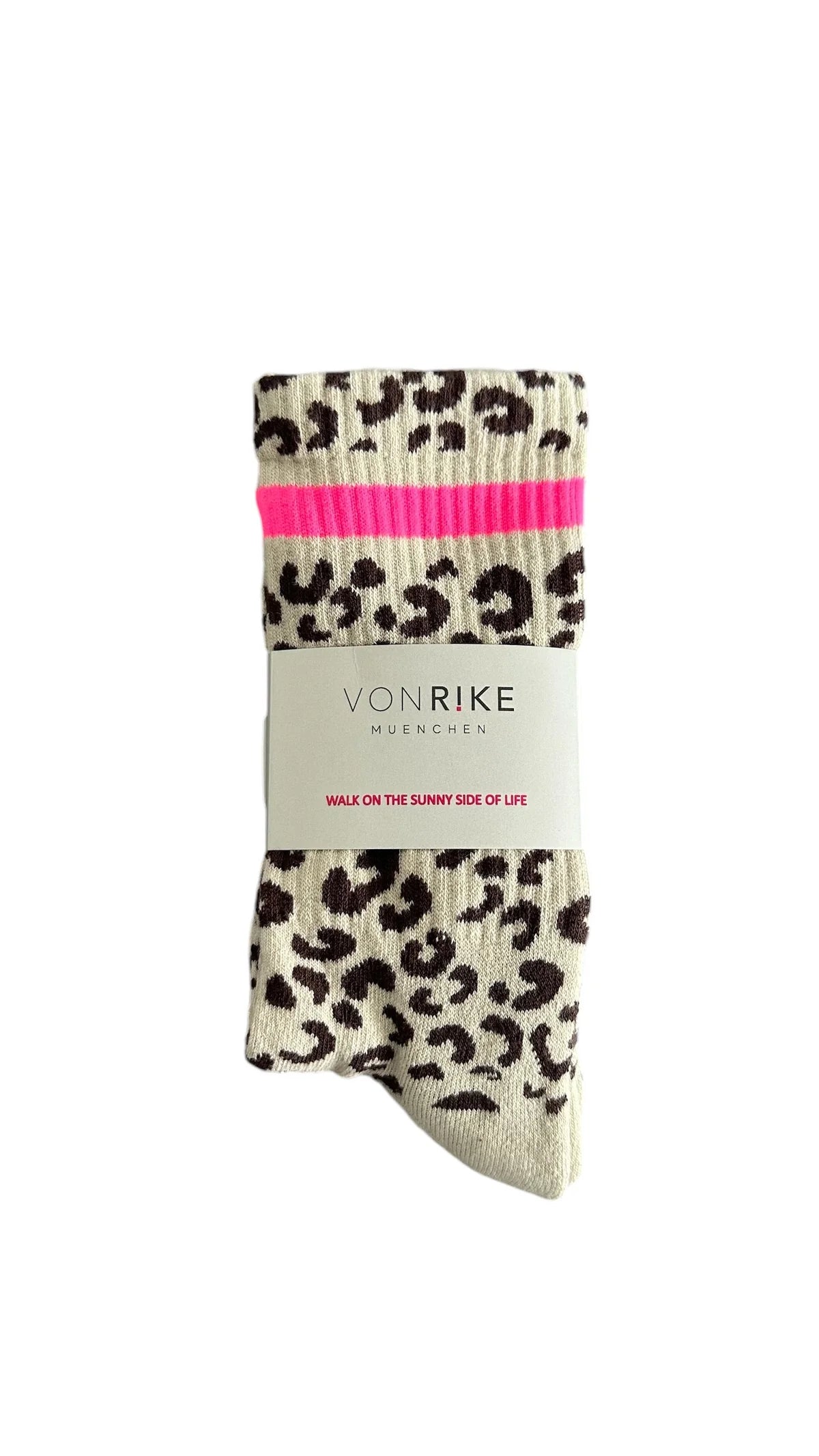 von Rike - Leo Socken beige / braun mit Neon Pink