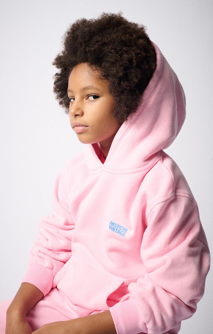 American Vintage - Kinder Hoodie in Zuckerweatte Pink Modell Izubird