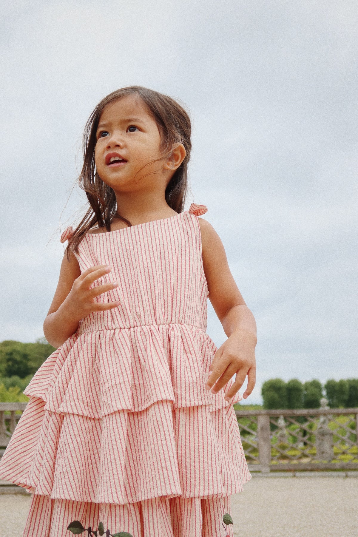 Konges - Ellie Kleid mit großen Kirschen & Streifen