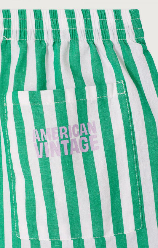 American Vintage - kurze Kinder Shorts gestreift in grün weiss Vextown
