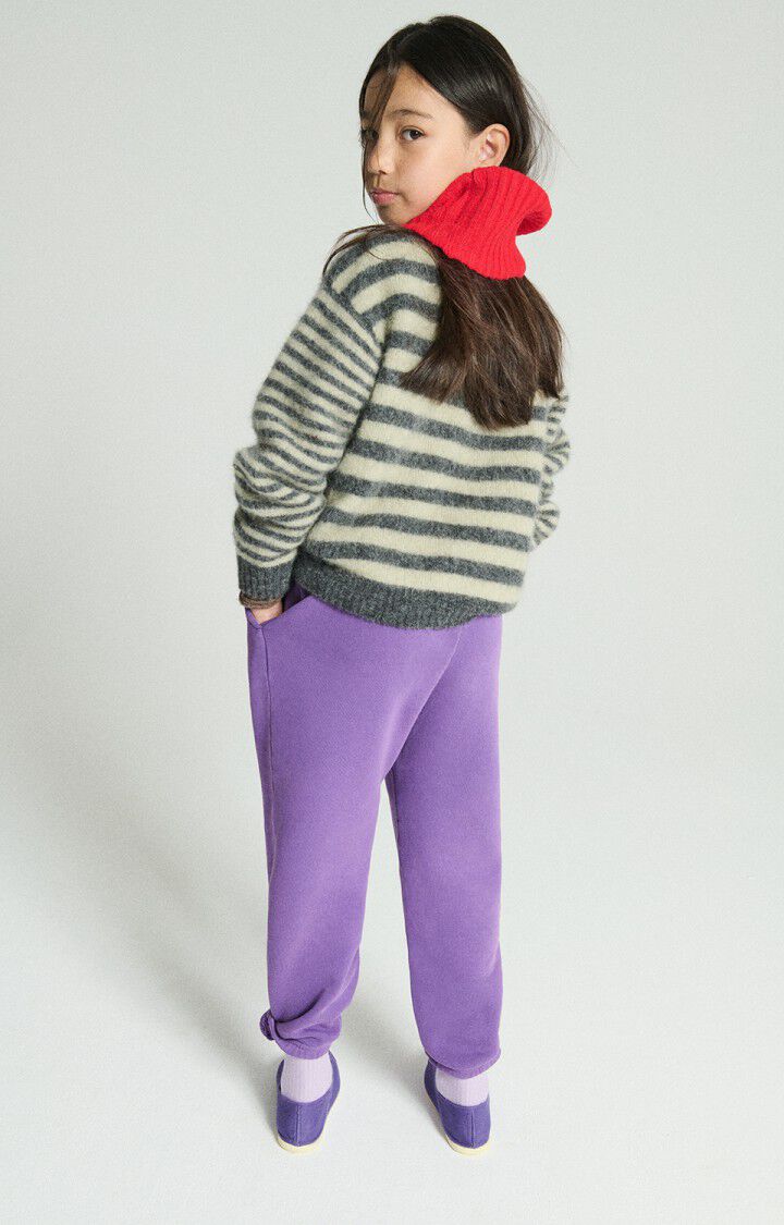American Vintage - Strickpullover Vitow in grau Creme gestreift
