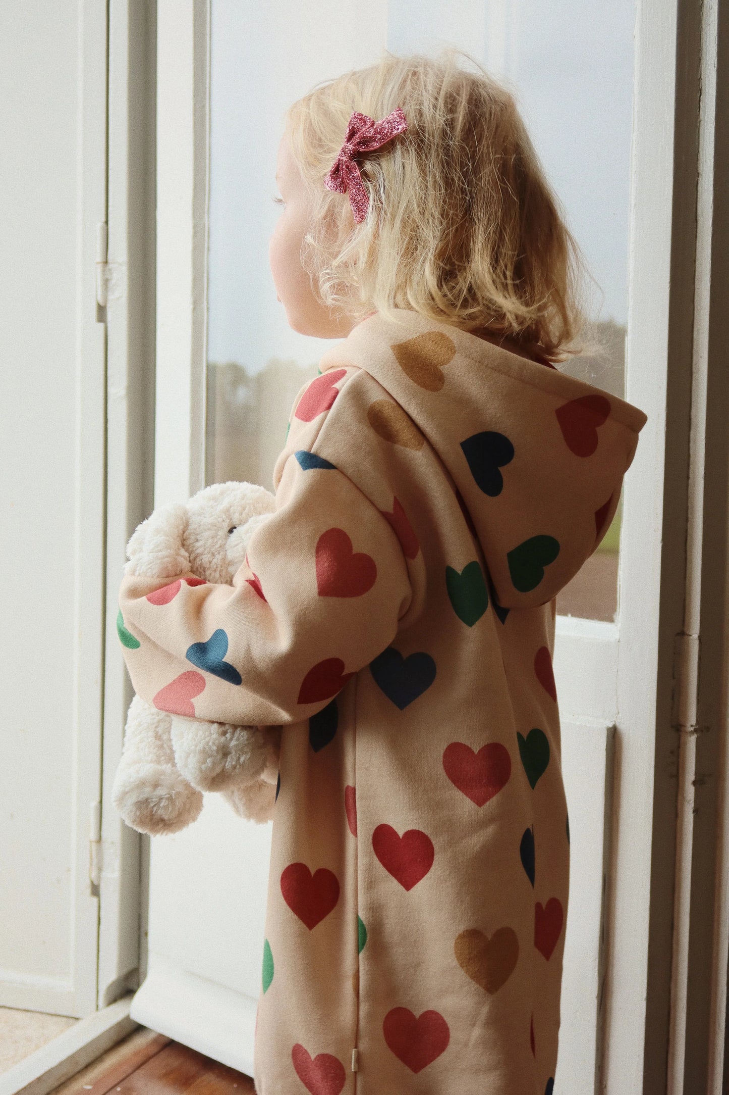 Konges -Lou Sweatshirt Kleid mit Kapuze Herz bunt
