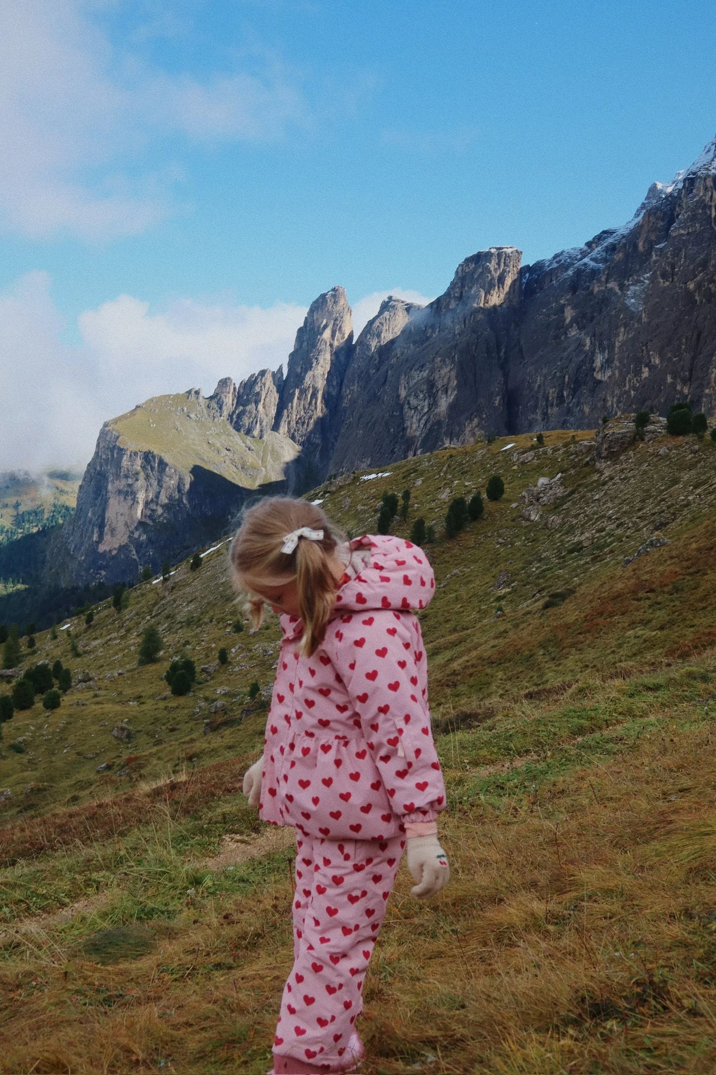 Konges Sløjd - Mismou Winterjacke in Rosa mit roten Herzen