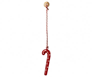 Maileg Weihnachtsschmuck Metall Anhänger Zuckerstange Rot Mit weissen Punkten