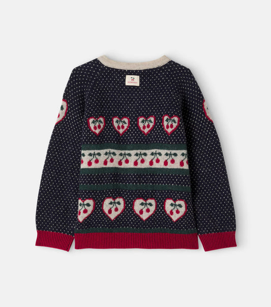 Konges Slojd - Kinder Strickjacke Belou in blau mit Herzen