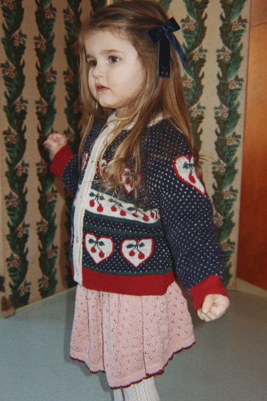 Konges Slojd - Holiday Kinder Strick Rock in rosa mit etwas Glitzer