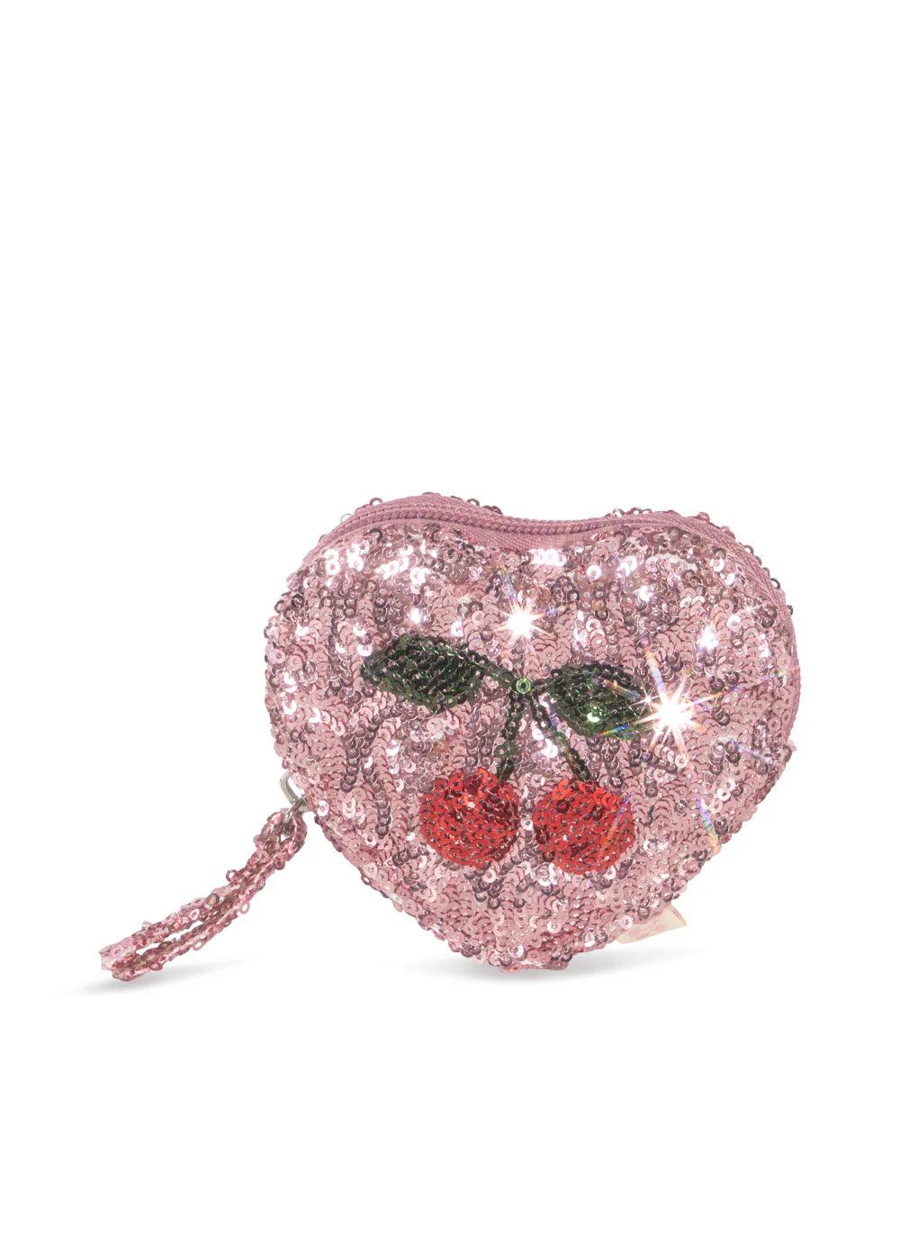 Konges - Glitzergeldbörse Pink als Herz mit Kirsche