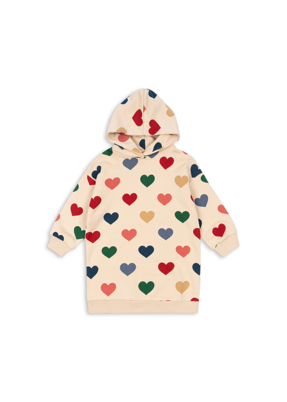 Konges -Lou Sweatshirt Kleid mit Kapuze Herz bunt