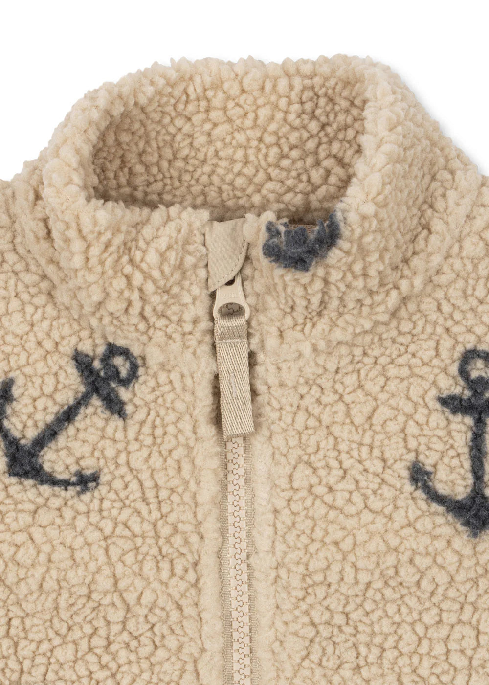 Konges Sløjd - Jody Teddyjacke beige nature mit Ankern in Blau