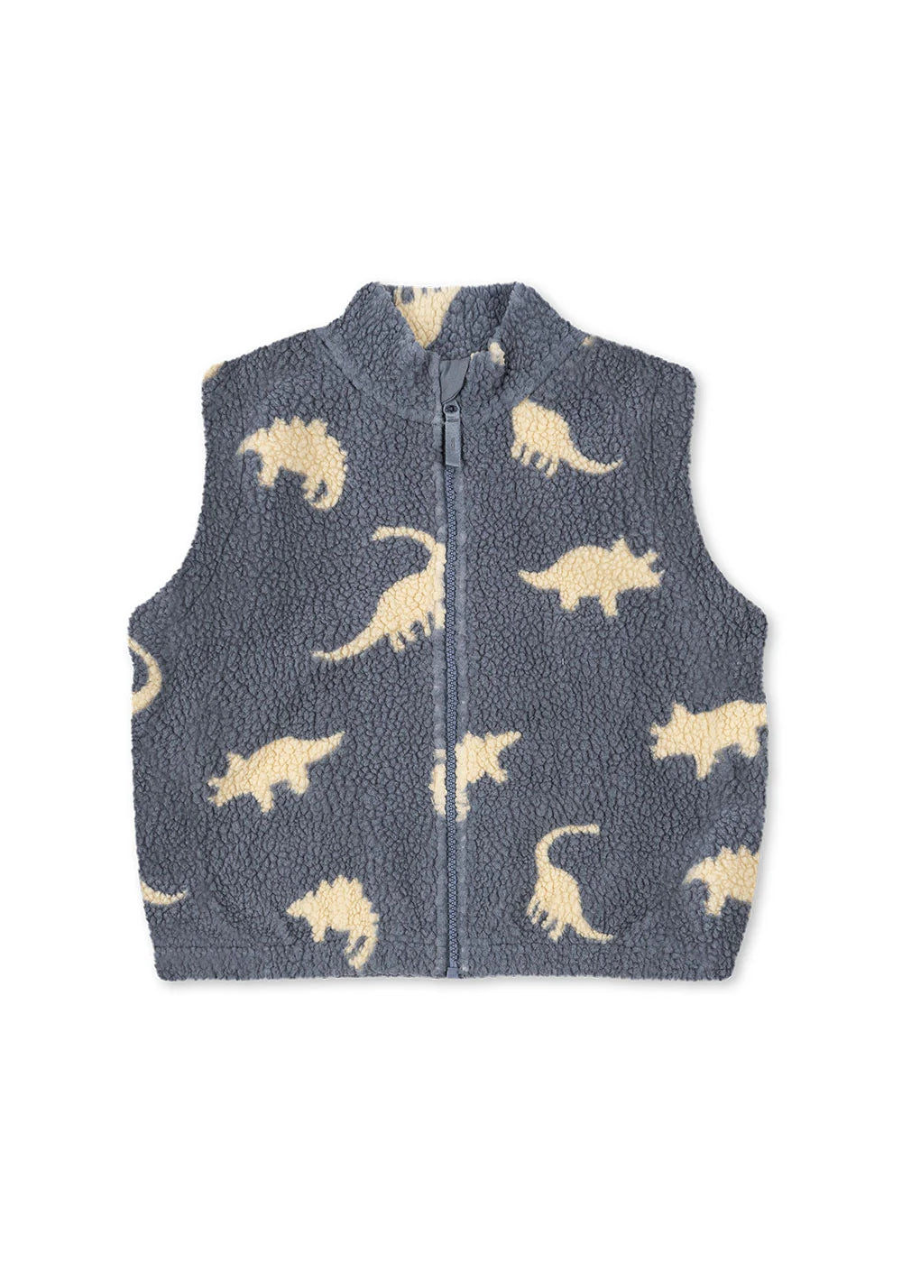 Konges Sløjd - Jody Teddyweste in hellblau mit Dino Modell Dino Mist