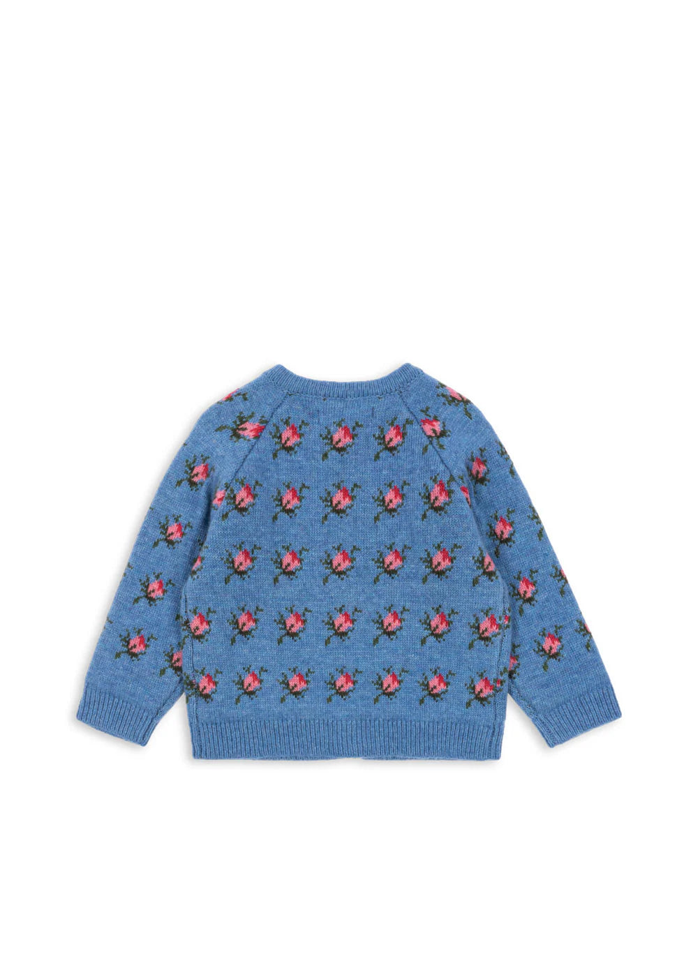 Konges Sløjd - Belou Strickjacke in Hellblau mit Rosen Rosie Shade