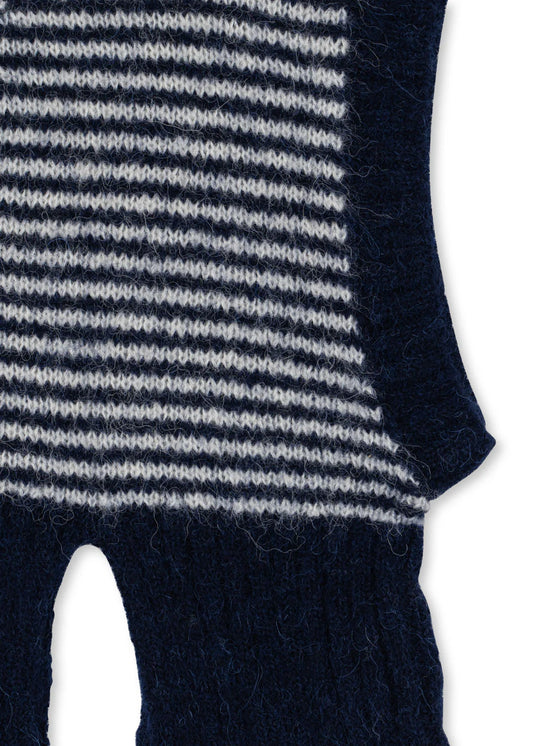 Konges - Berle Balaclava aus Merinowolle in blau / cremeweiss gestreift