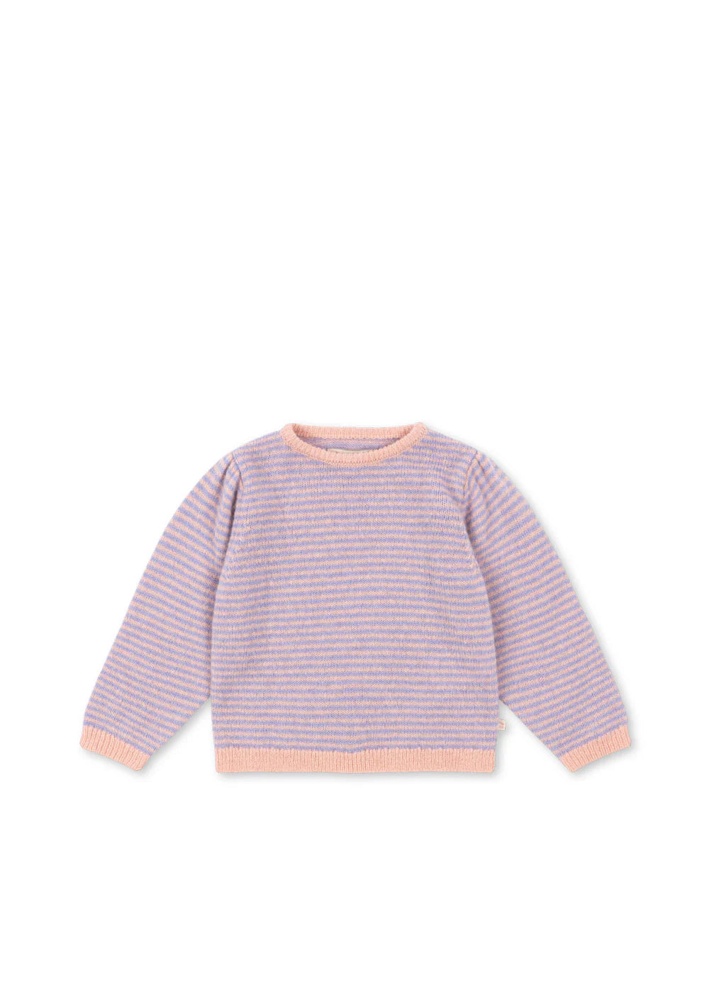 Konges Sløjd - Berle Strickpullover in hellblau / rosa gestreift mit Puffärmeln