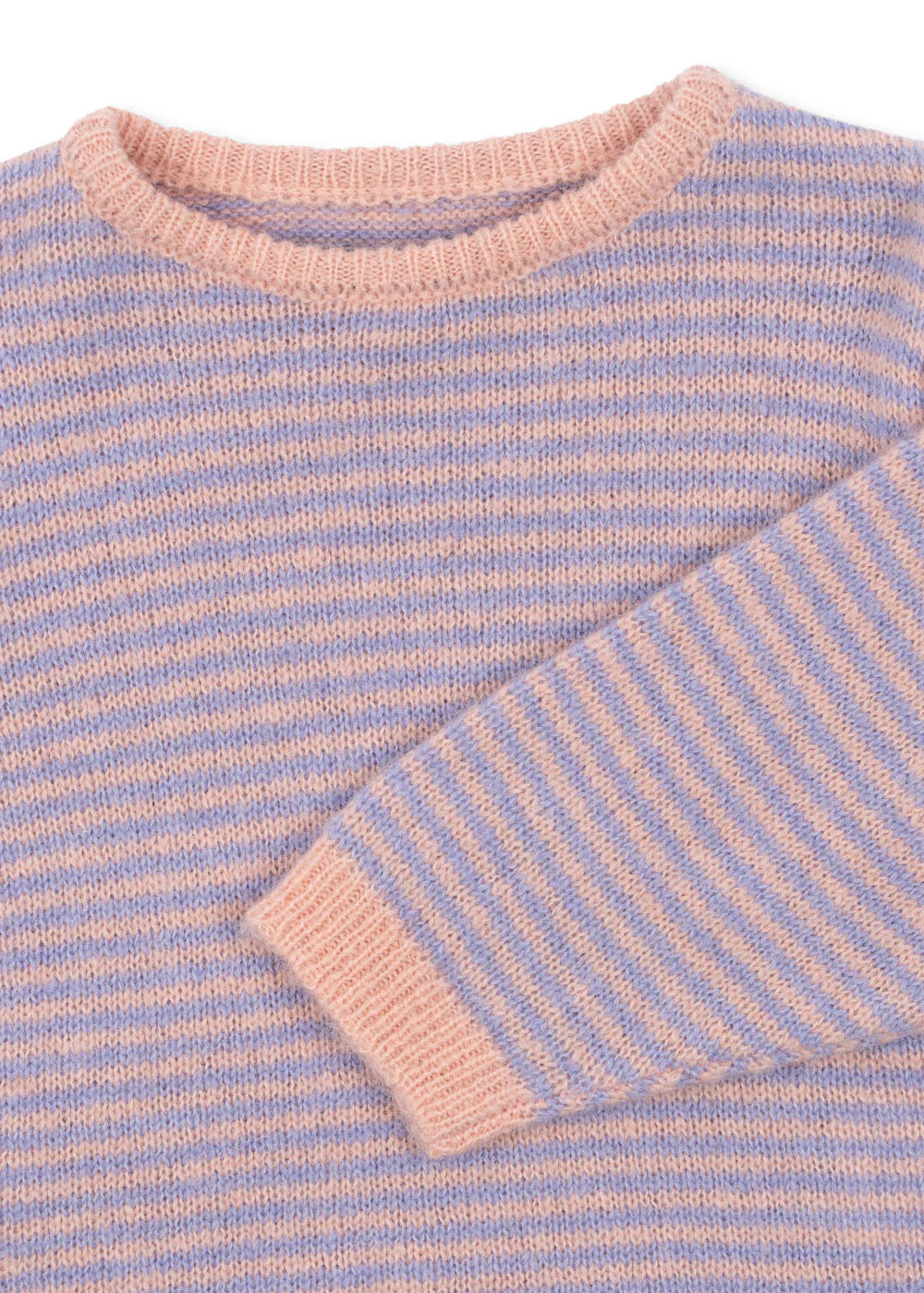 Konges Sløjd - Berle Strickpullover in hellblau / rosa gestreift mit Puffärmeln