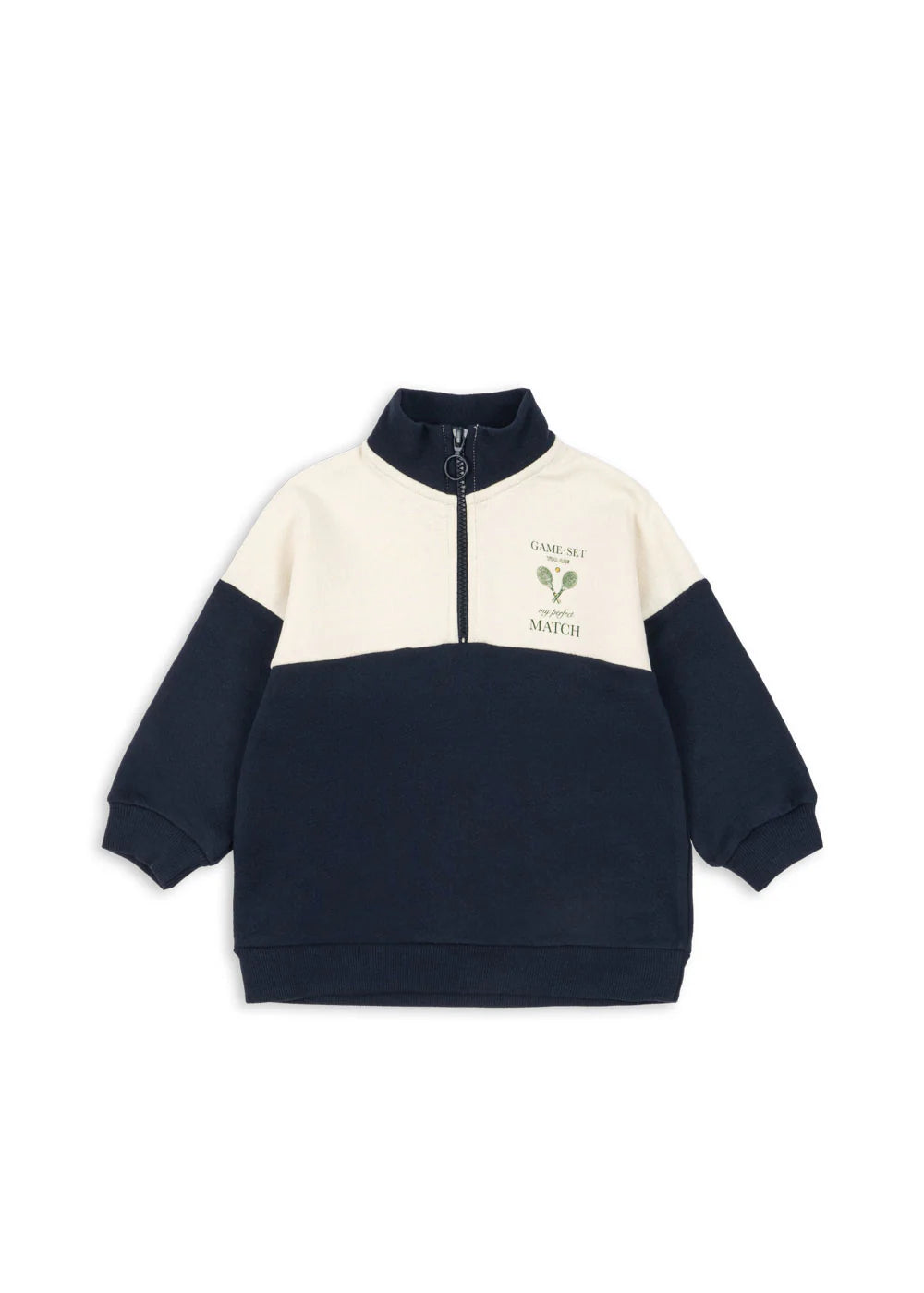 Konges Sløjd - Loupy Lou Zipper Sweatershirt Tennis Retro Style 100 % Biobaumwolle