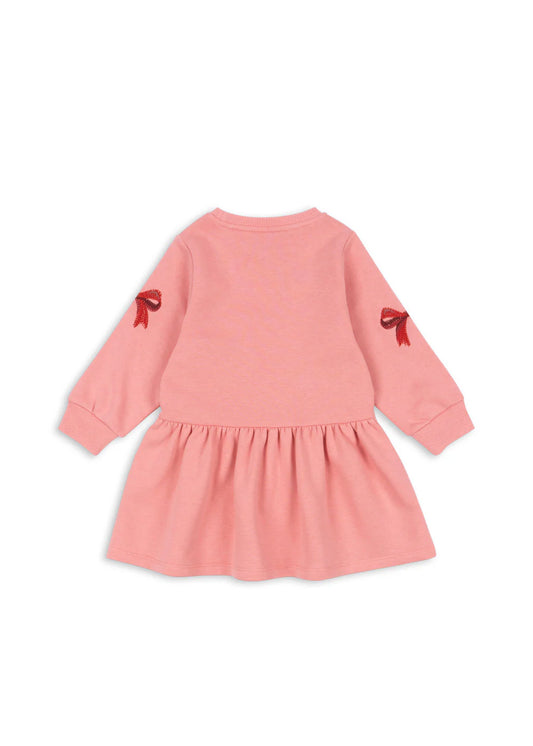 Konges Sløjd - Lou Sweatshirt Kleid in Rosa Bow Strawberry Ice