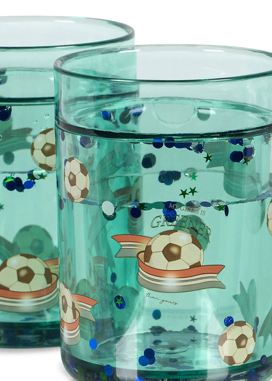 Konges Sløjd - Glitzerbecher Fussball in Grün 2 er Set