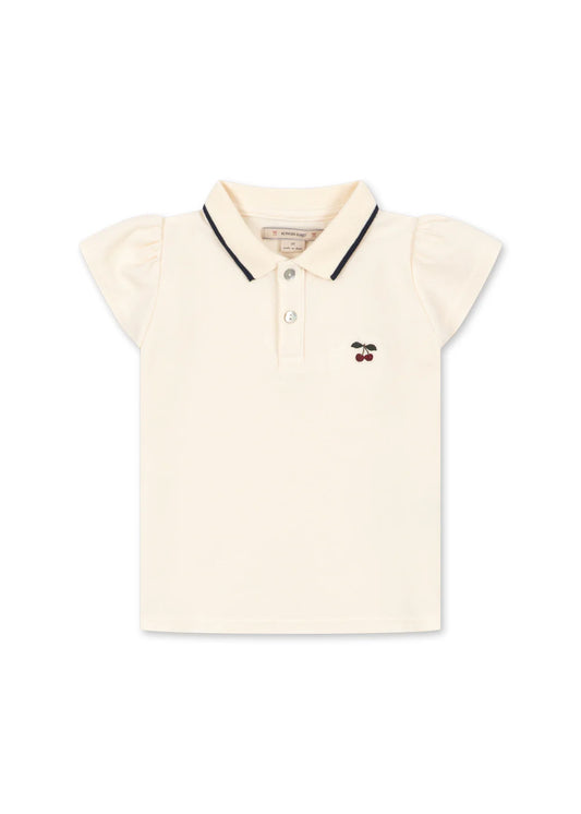 Konges Slojd - Florita Polo cremeweiss mit Kirsche aus 100 % Biobauimeolle